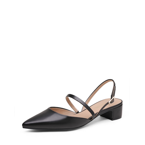 Closed Toe Chunky Slingback Pumps - BLACK PU -  0